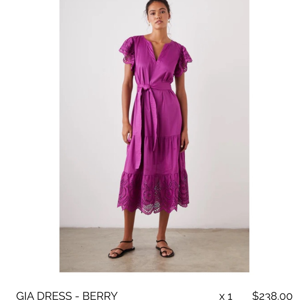 Purple tiered dress with eyelet sleeves and ruffle from Rails